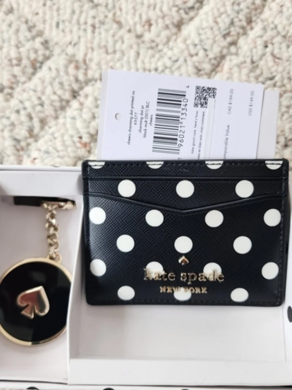 Kate Spade Polka Dot Card Holder & Keychain with Kate Spade Beige Crossbody Bag